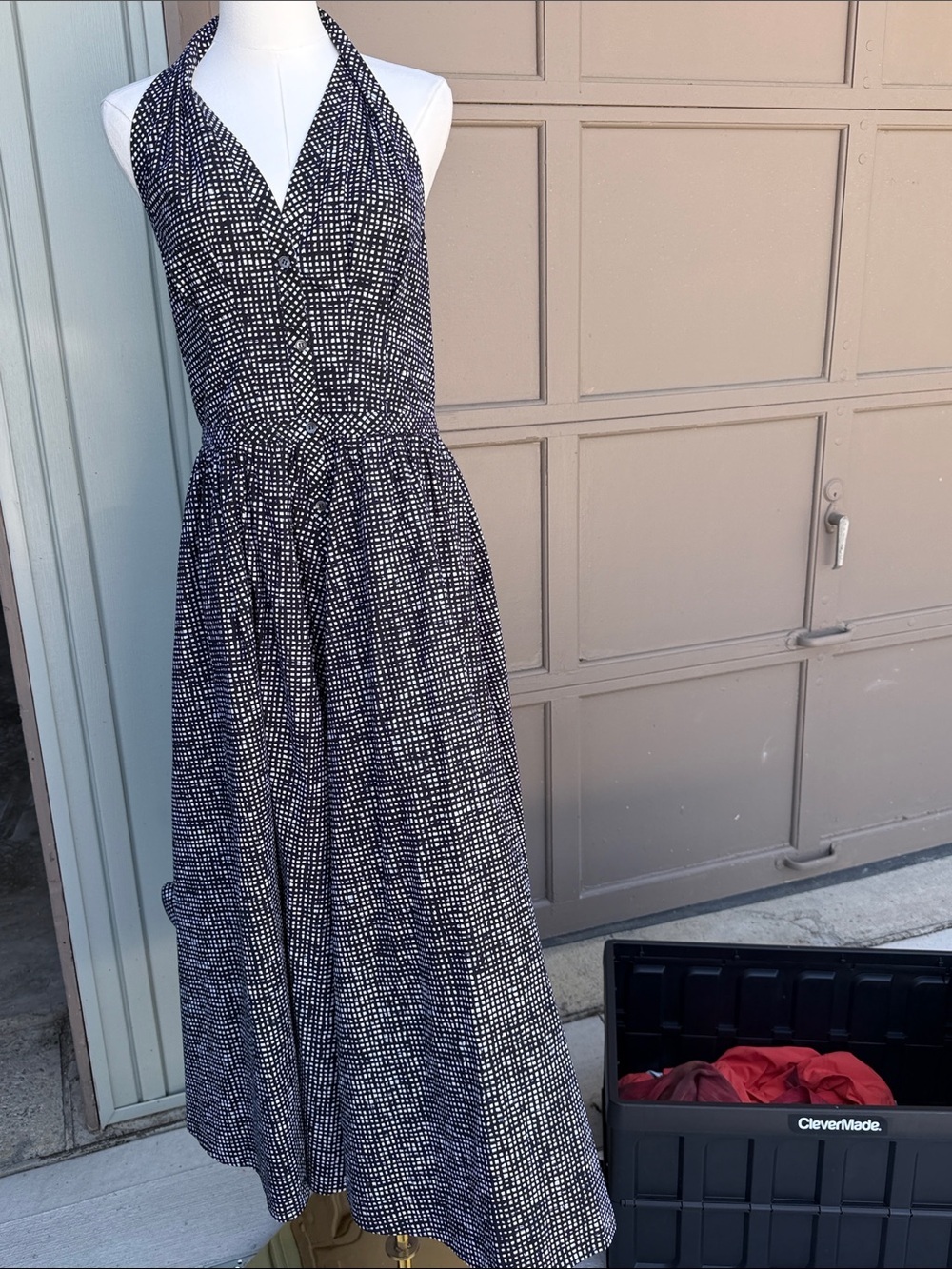 Michael Kors collection Black and White Halter Maxi Dress